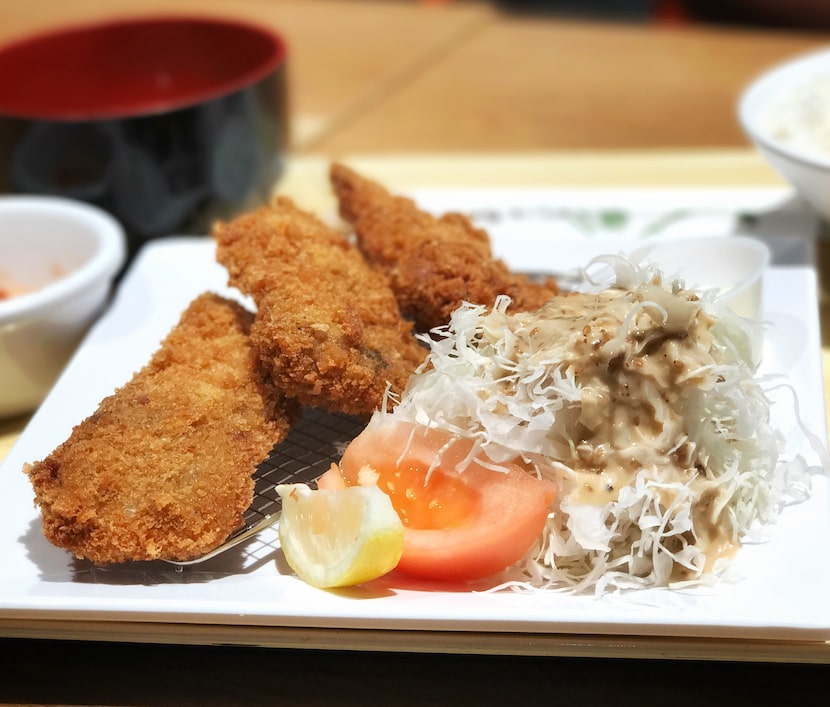 Tonkatsu, served with traditional shredded cabbage garnish, at Tonkatsu Kaneda in Plano