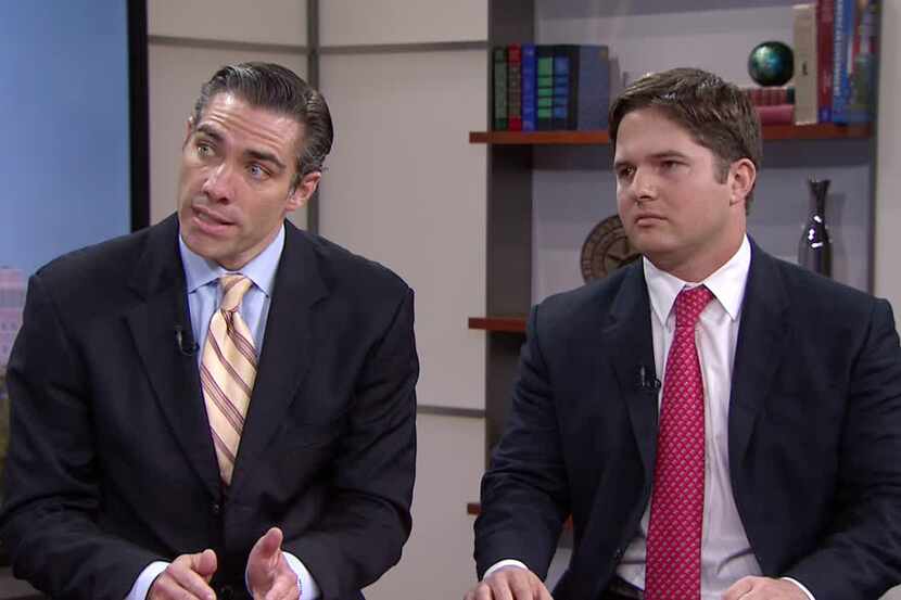 Statehouse candidates Morgan Meyer (left) and Chart Westcott (right) in their recent debate.