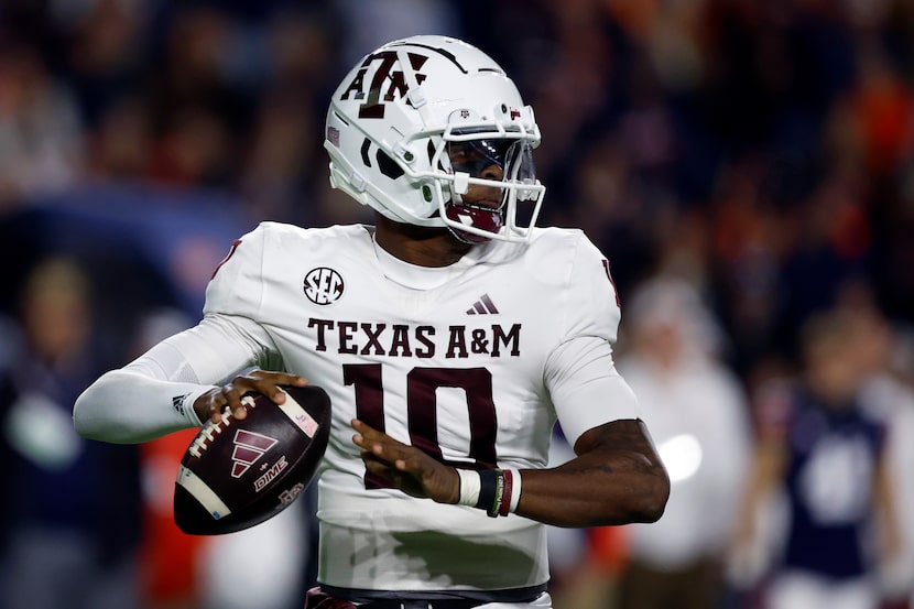 Texas A&M quarterback Marcel Reed throws a pass during the first half of an NCAA college...