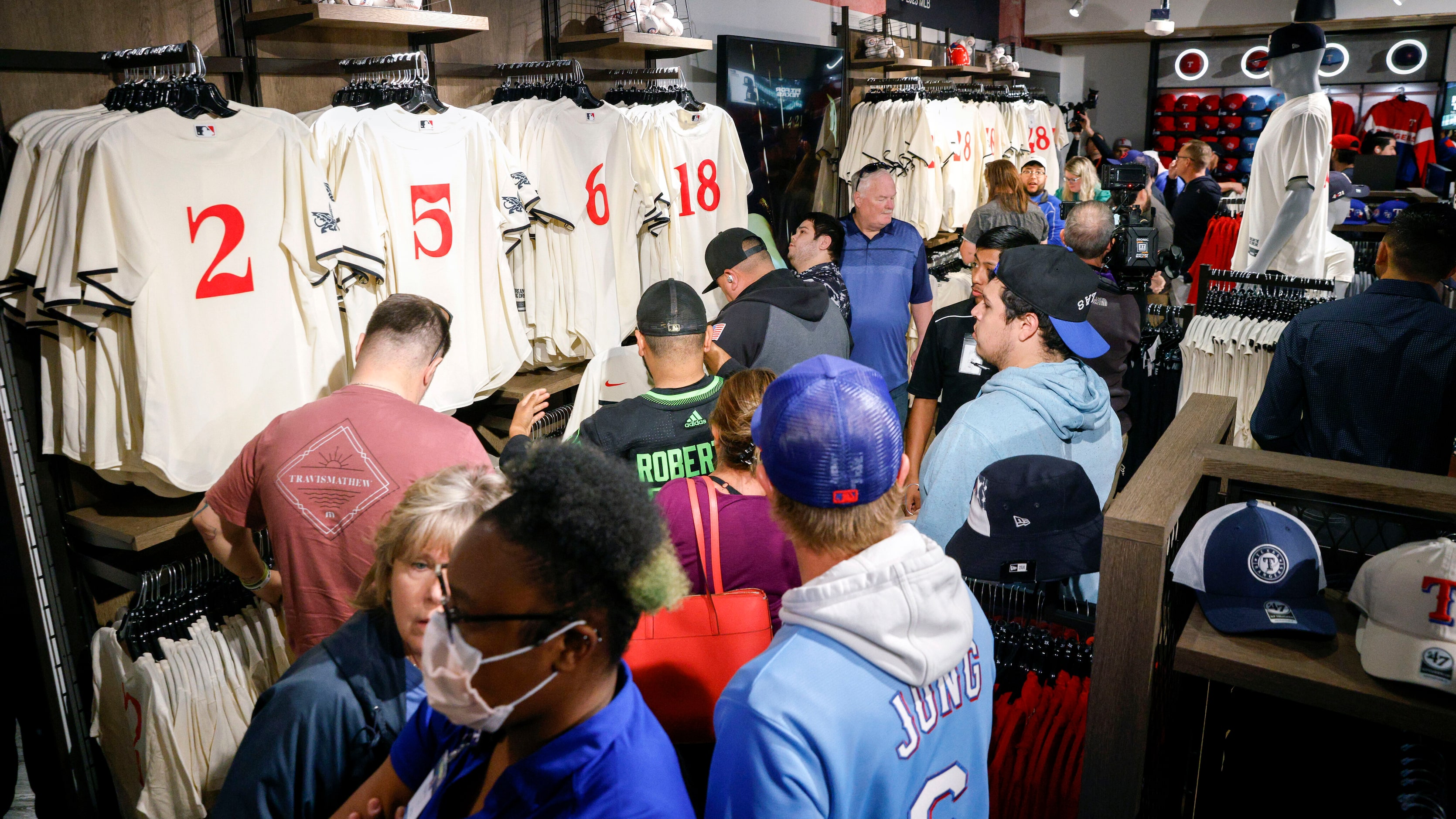 Texas Rangers new City Connect uniform at Globe Life Field on Monday, April 17, 2023 in...