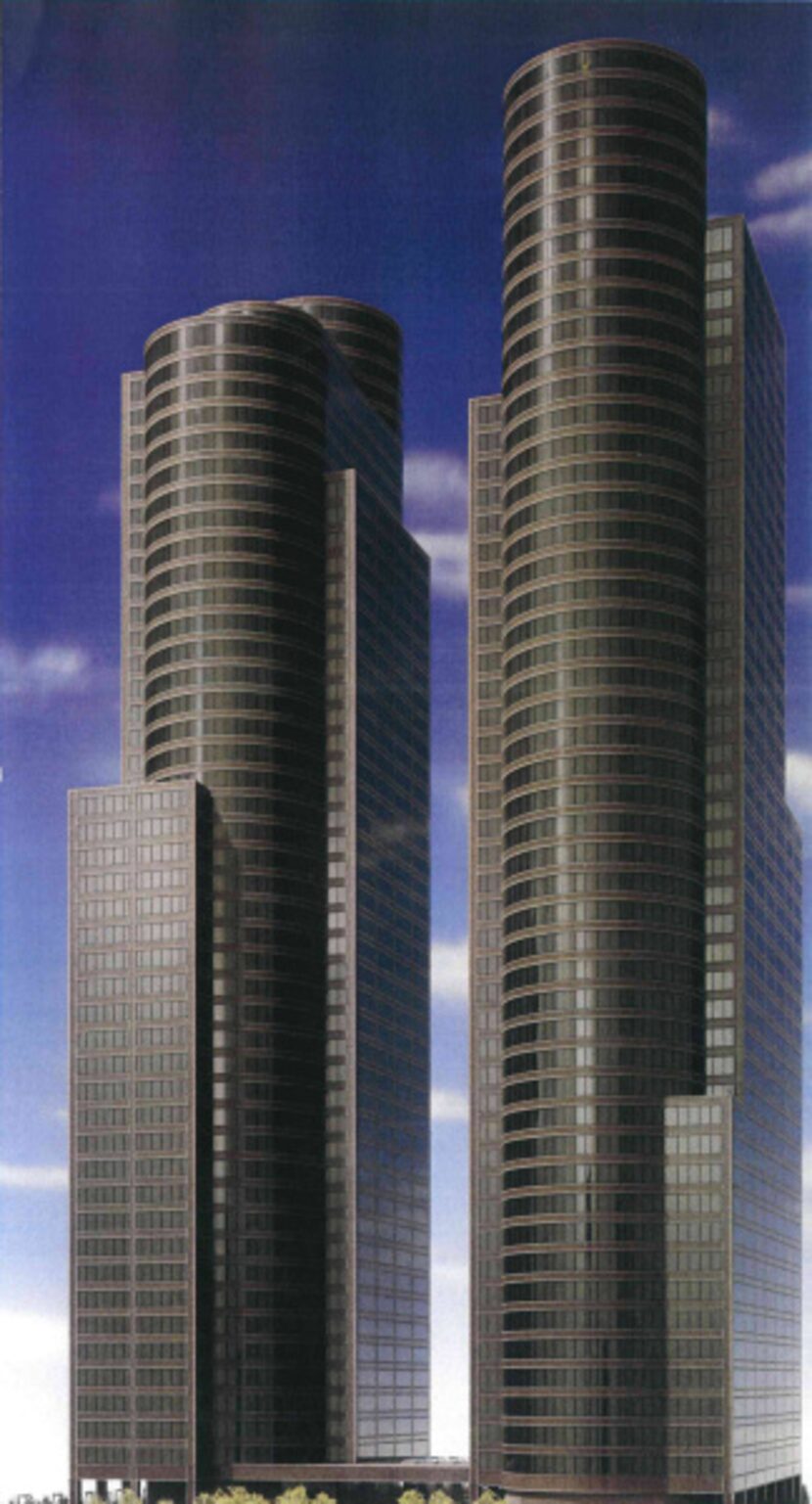 The late 1980s plan for the Lone Star Plaza office tower project in Dallas Arts District.