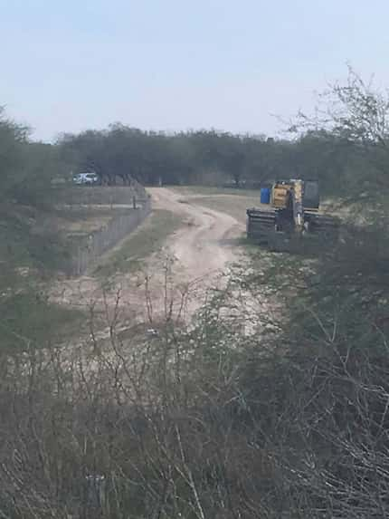 A photo taken Sunday, Feb. 3, 2019 shows construction equipment parked on land immediately...