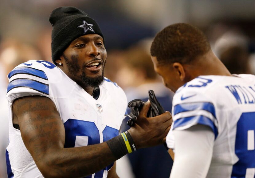 Dallas Cowboys wide receiver Dez Bryant (88) and Dallas Cowboys wide receiver Terrance...