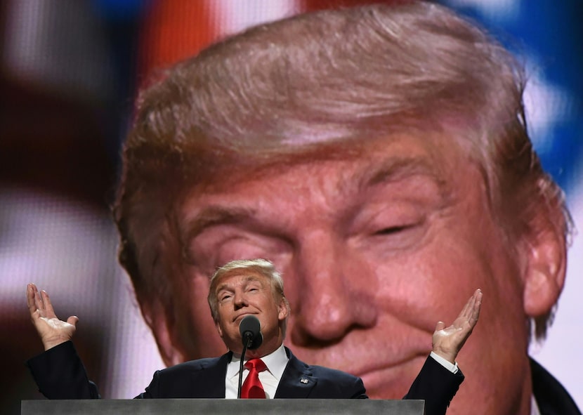 Donald Trump addresses the Republican National Convention on July 21, 2016, in Cleveland.