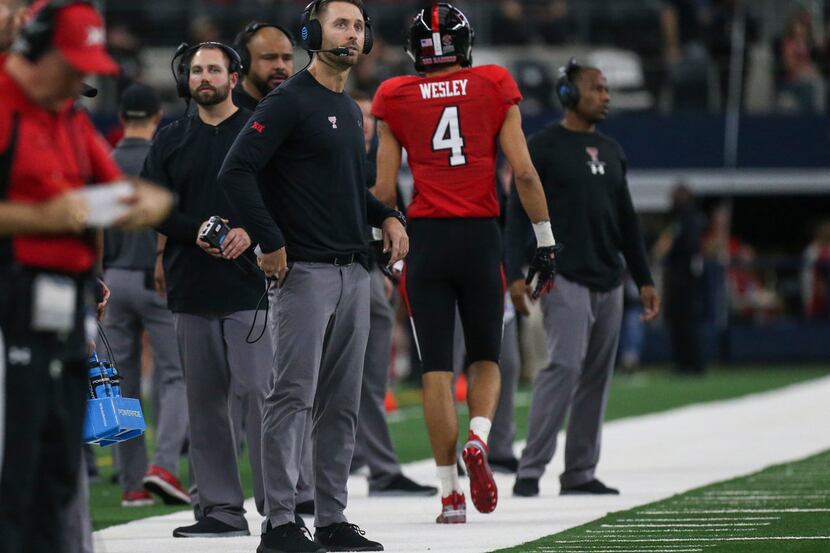 Texas Tech Red Raiders head coach Kliff Kingsbury looks on during a matchup between Baylor...