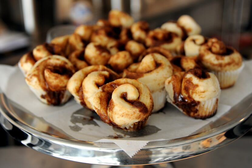 Baby buns, or mini cinnamon rolls, on display at another Cinnaholic location in North Texas...