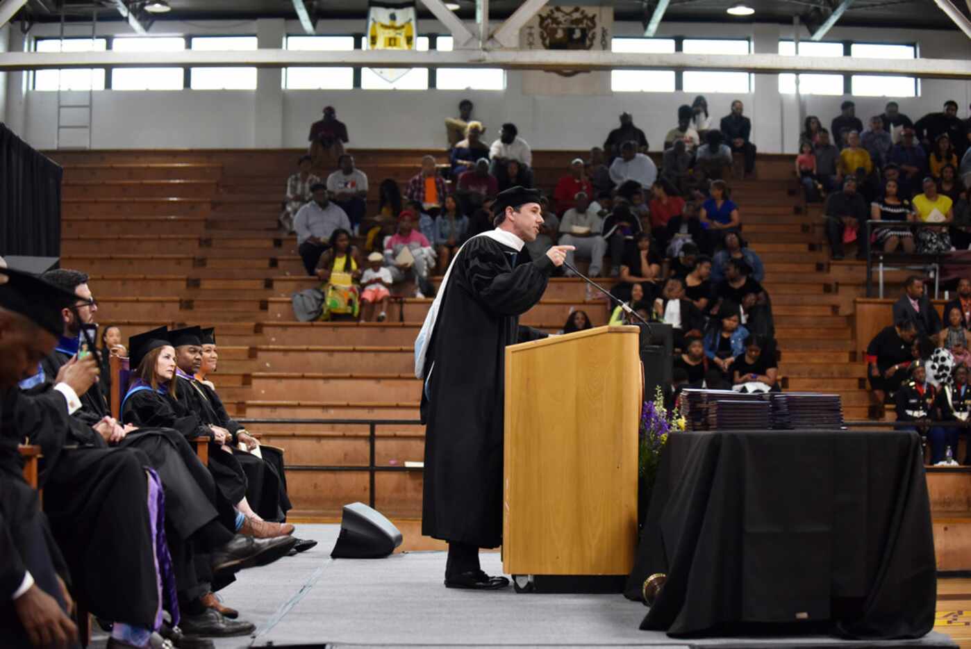 Presidential candidate Beto O'Rourke delivers the address at Paul Quinn College's 143rd...