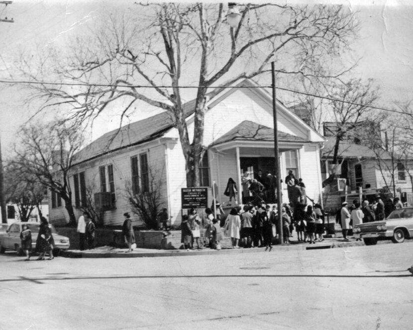 Emaun-el United Methodist Church on the corner of Akard and Payne Street in 1966 in Little...