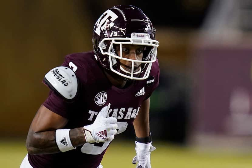 Texas A&M wide receiver Hezekiah Jones (9) runs a route against Arkansas during the second...