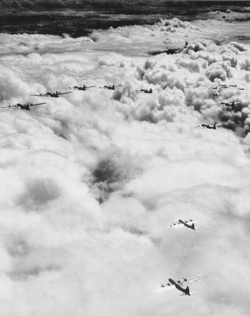 Marianas-based B-29 Superfortresses head for the Japanese homeland during World War II. From...