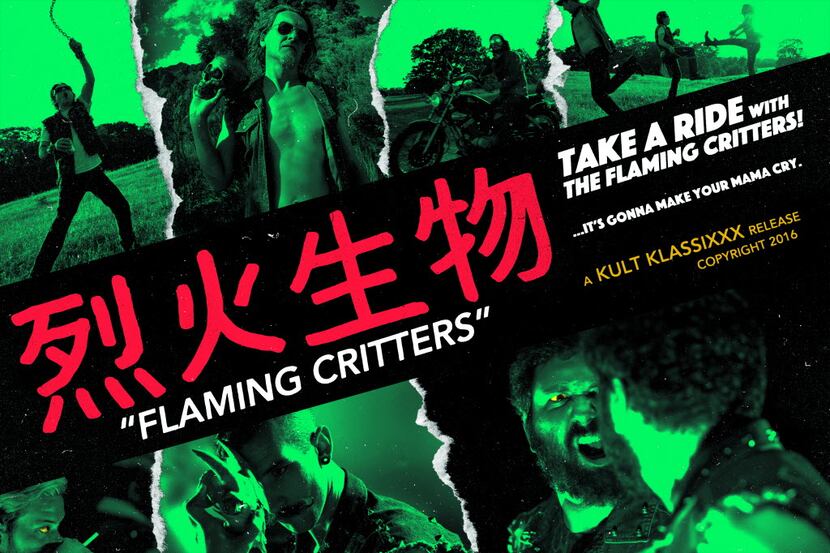 Heyd Fontenot's Flaming Critters faux movie poster is a wall-sized print on vinyl and on...