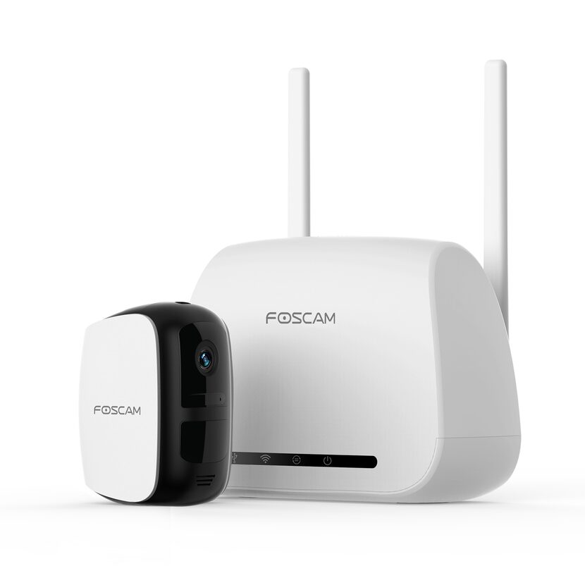 The Foscam E1 camera with the base station