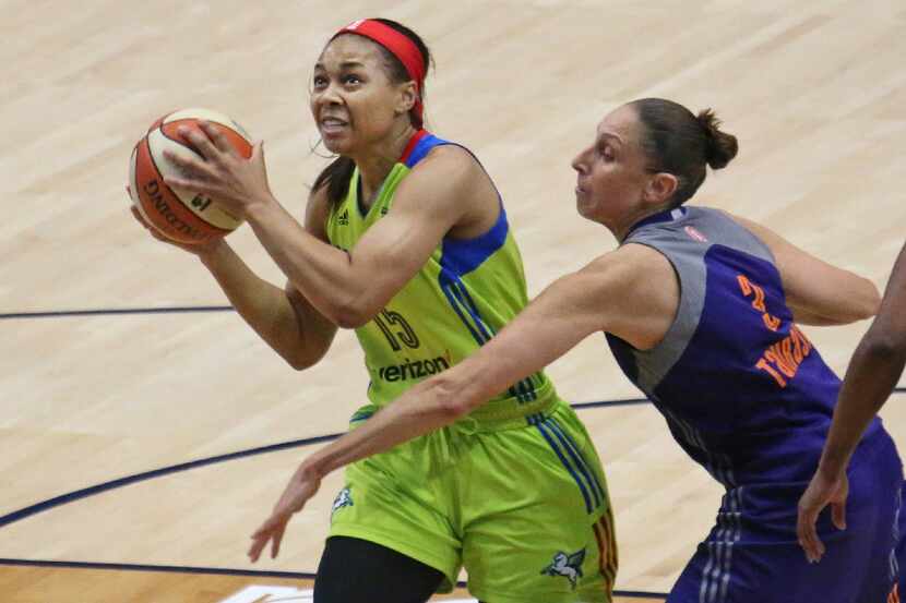 Dallas Wings guard Allisha Gray, pictured here against Phoenix, led Dallas with 21 points in...