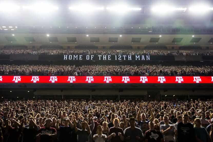 Thousands of Texas A&M Aggie fans gather for Yell Practice on Wednesday, August 29, 2018,...