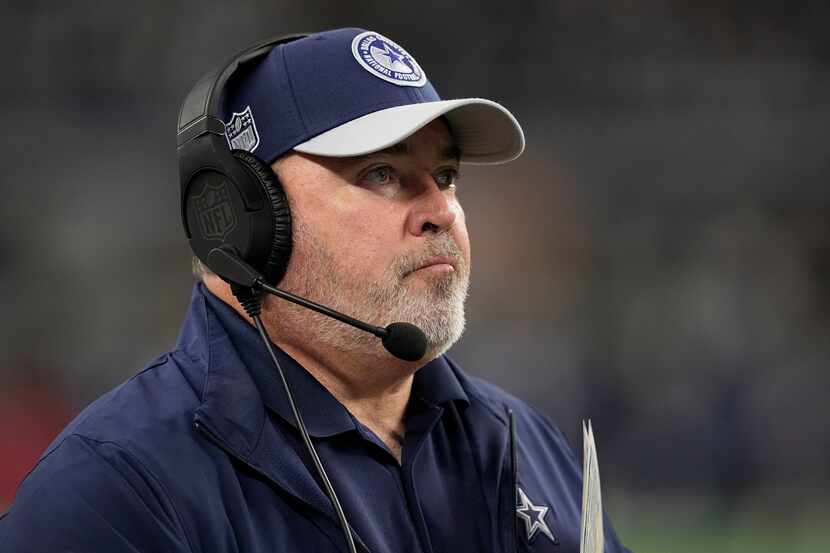 Dallas Cowboys head coach Mike McCarthy looks on from the sideline during the first half of...