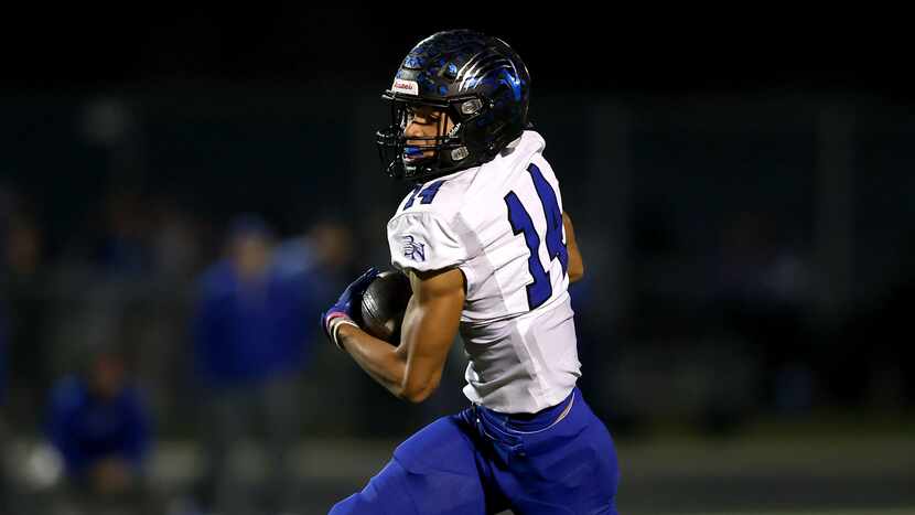 Byron Nelson wide receiver Landon Ransom-Goelz goes 45 yards for a touchdown reception...