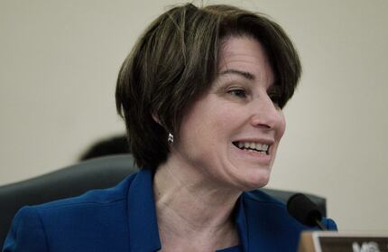 Senator Amy Klobuchar, a Democrat from Minnesota, questions a witness during a Senate...