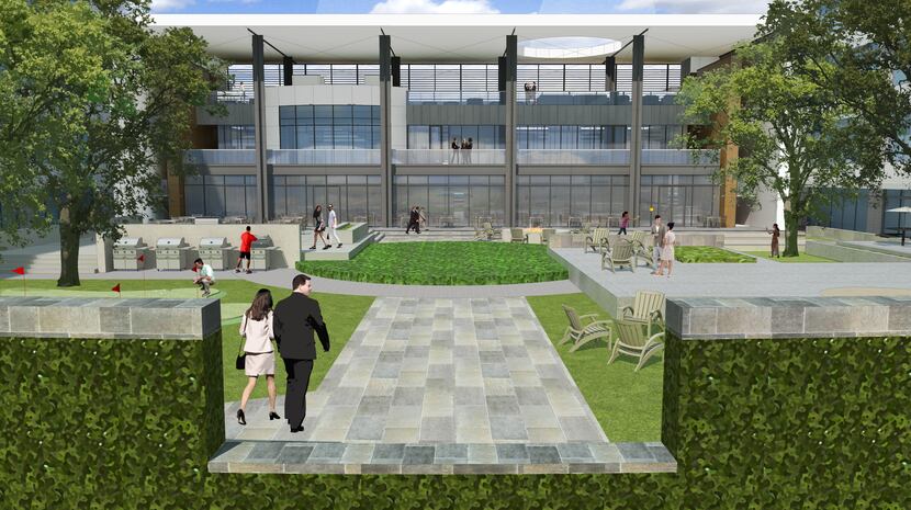 Cawley Partners' new tollway office project includes an outdoor courtyard and other amenities.