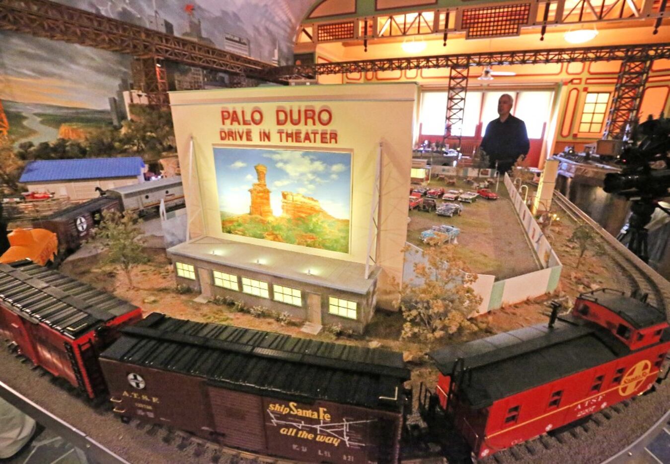 The West Texas section of the Sanders model train display includes a working drive-in movie...