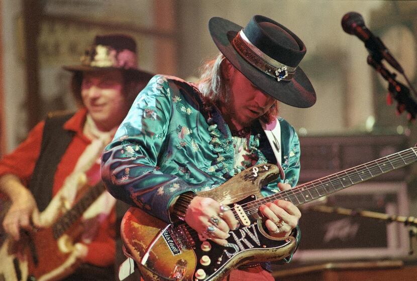 
In this 1986 file photo, guitarist Stevie Ray Vaughan rehearses with his band Double...