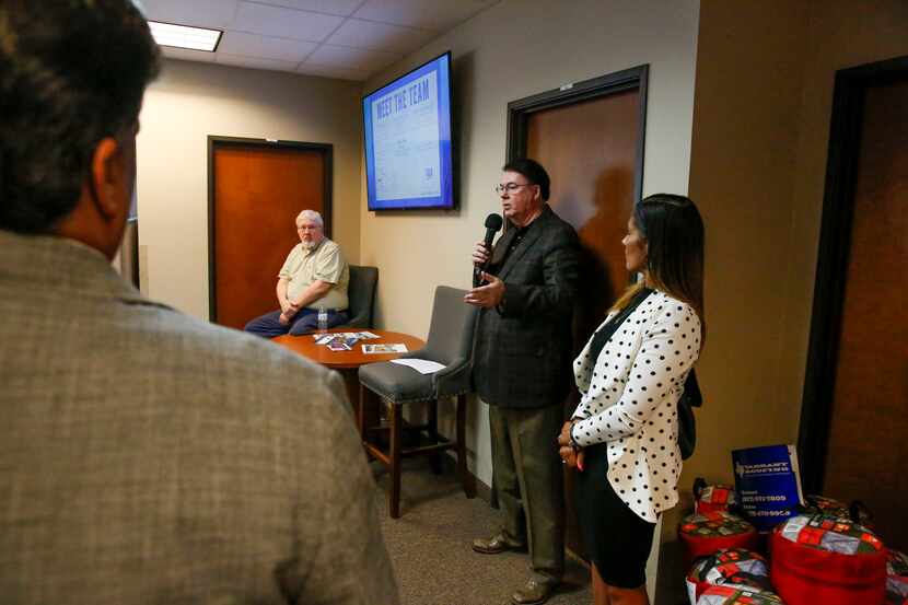 Mike Bowman led his team in a sales meeting at Century 21 Mike Bowman office in Grapevine in...