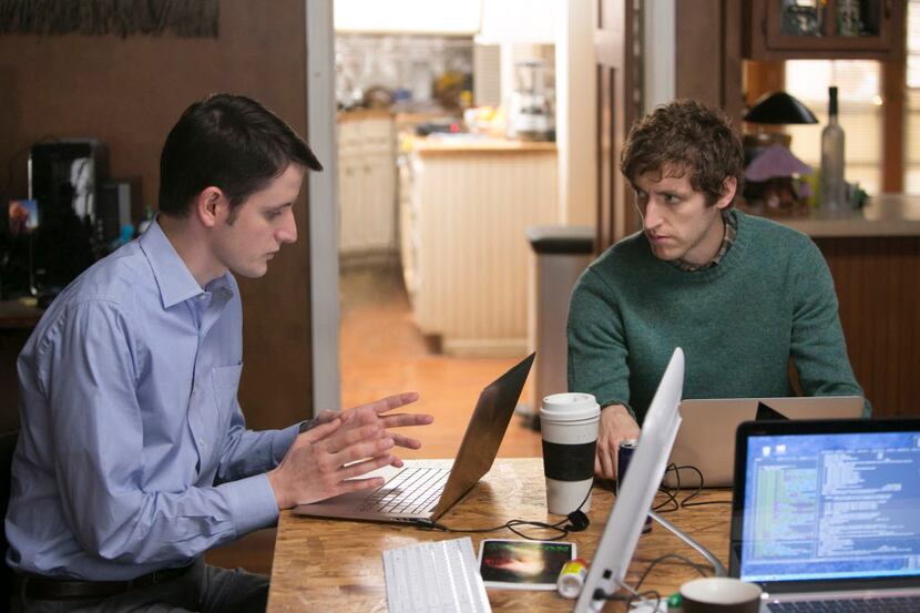 This image released by HBO shows Zach Woods, left, and Thomas Middleditch in a scene from...