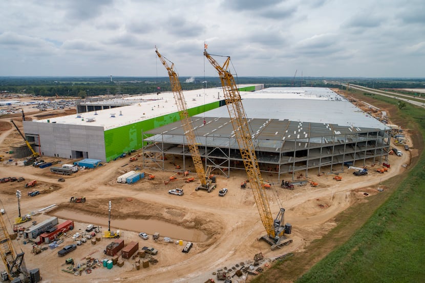 Construction at Tesla's Gigafactory site near Austin in mid-May.