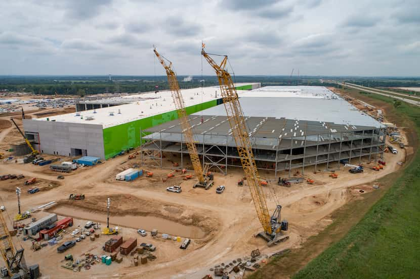 Construction continued at the Tesla Gigafactory in May.