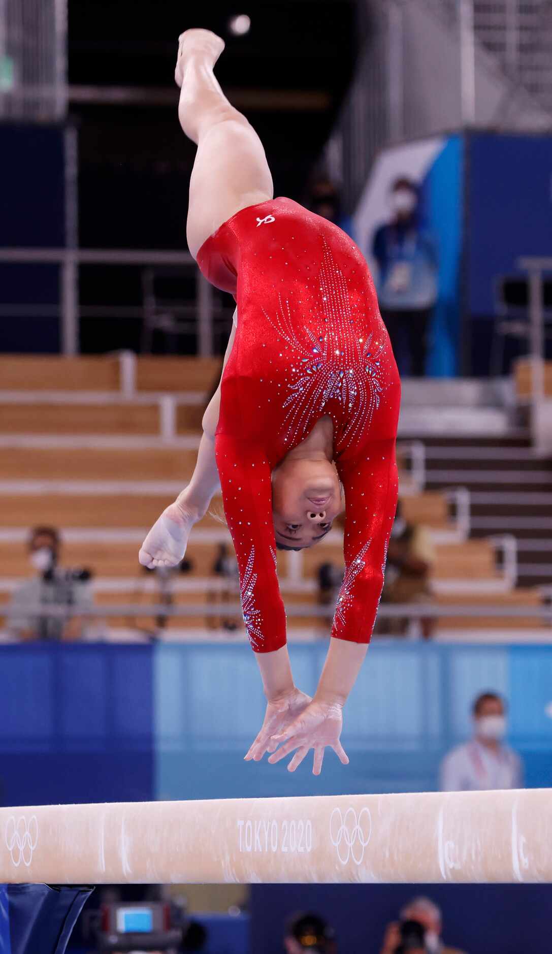 USA’s Sunisa Lee competes in the women’s balance beam final at the postponed 2020 Tokyo...