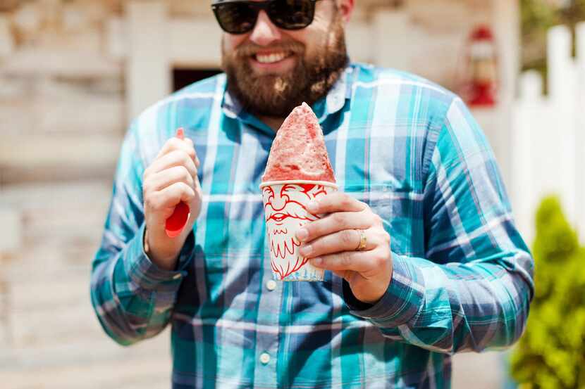 The icy part of a treat at Gnome Cones makes up the gnome's hat.