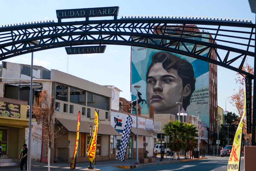 A mural of Juan Gabriel appears on the side of a building on Avenida Juárez, near the former...