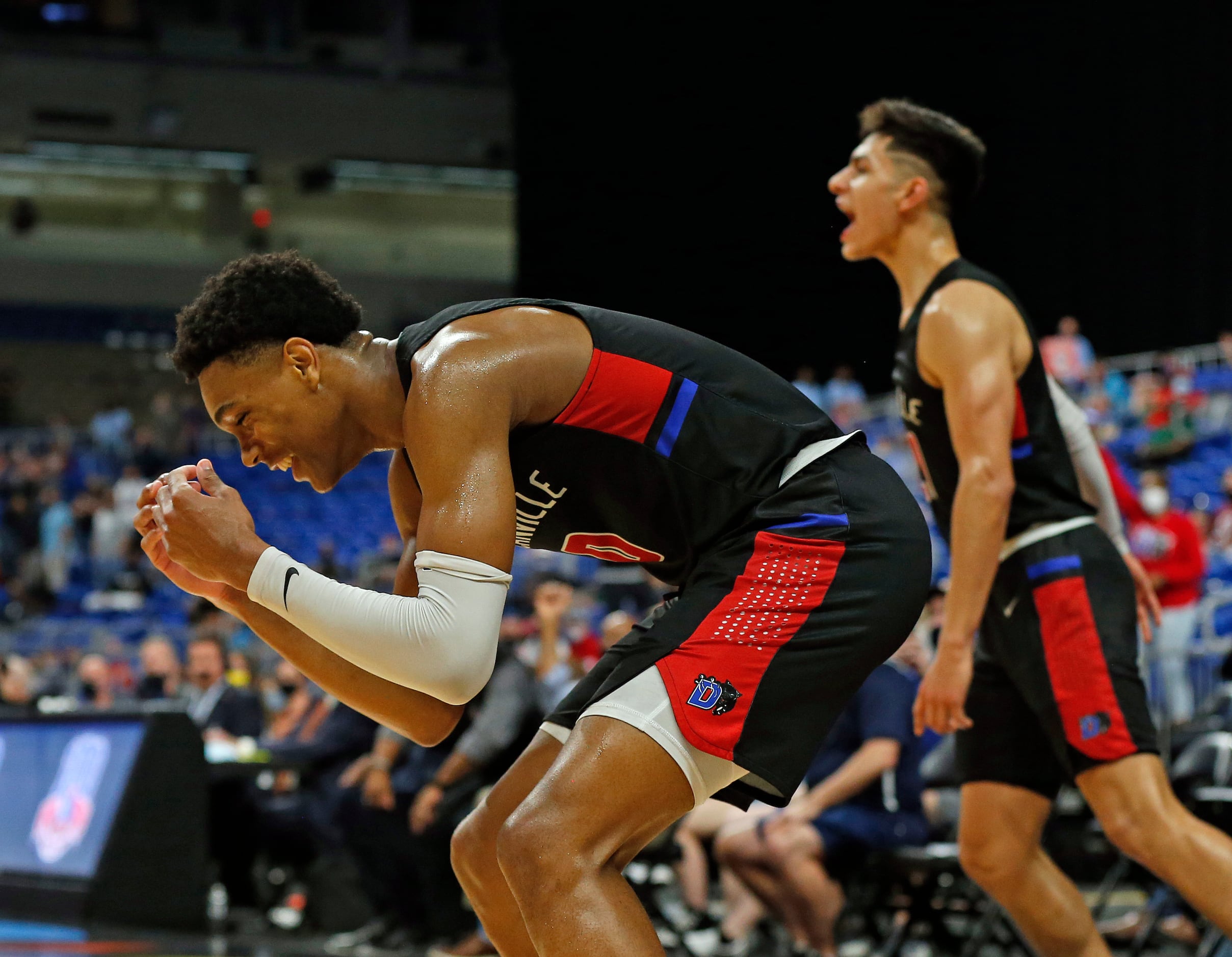 Duncanville Zhuric Phelps #0 reacts at the end of the game. UIL boys Class 6A basketball...
