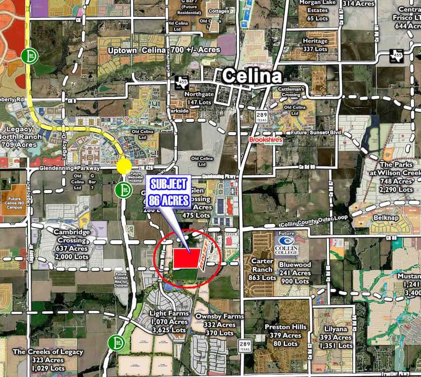 The business park site is south of Celina and west of Preston Road.