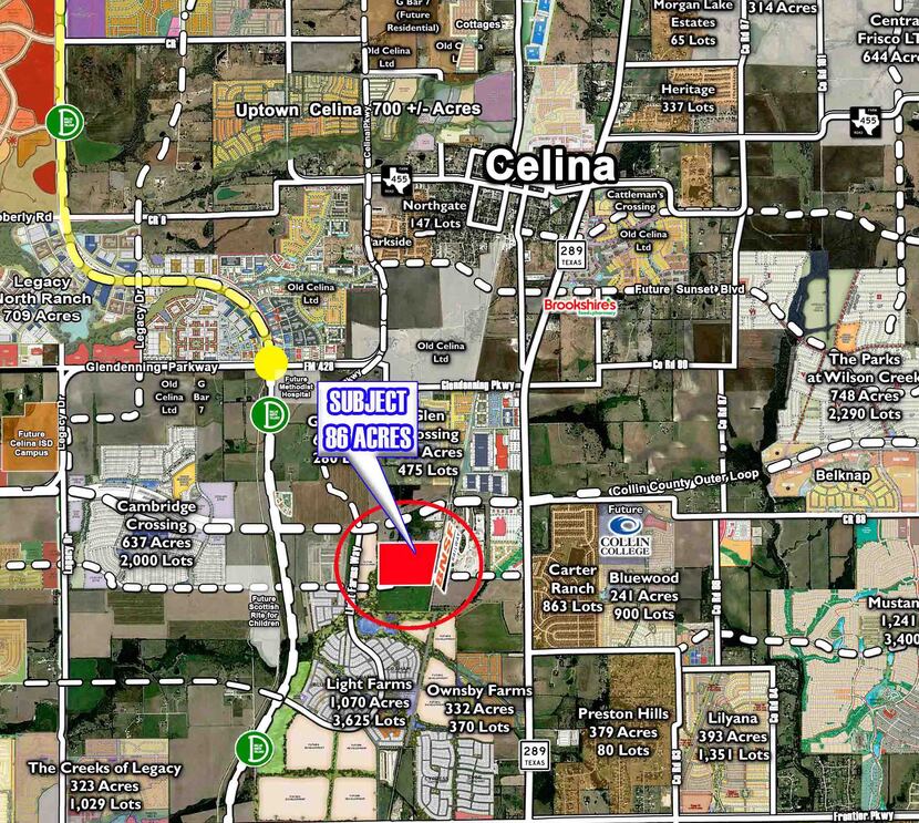 The business park site is south of Celina and west of Preston Road.