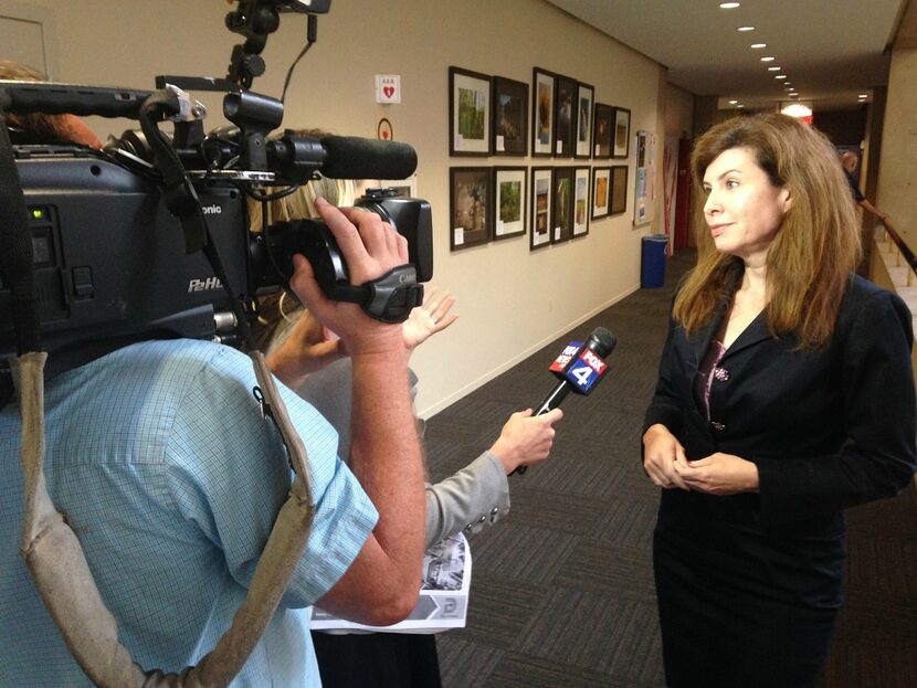 Former City Council member Angela Hunt came to Dallas City Hall on Wednesday to watch the...