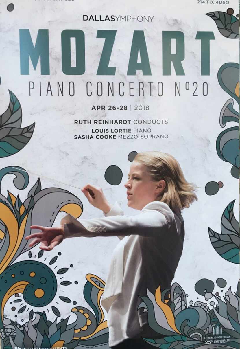 A poster showing  Ruth Reinhardt at the Meyerson Symphony Center on April 26, 2018.