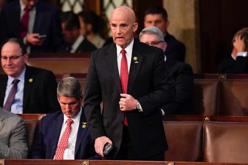 Rep. Keith Self, R-Texas, votes for Rep. Byron Donalds, R-Fla., in the House chamber as the...