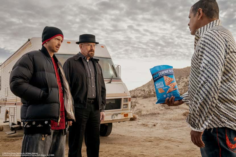 Aaron Paul, Bryan Cranston and Raymond Cruz in a Frito-Lay Super Bowl ad.