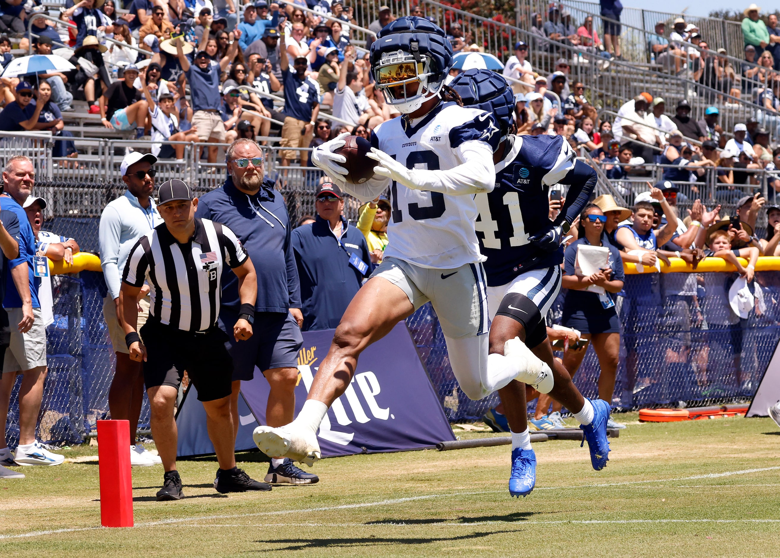 Dallas Cowboys wide receiver Tyron Billy-Johnson (13) crosses the goal line for a long...