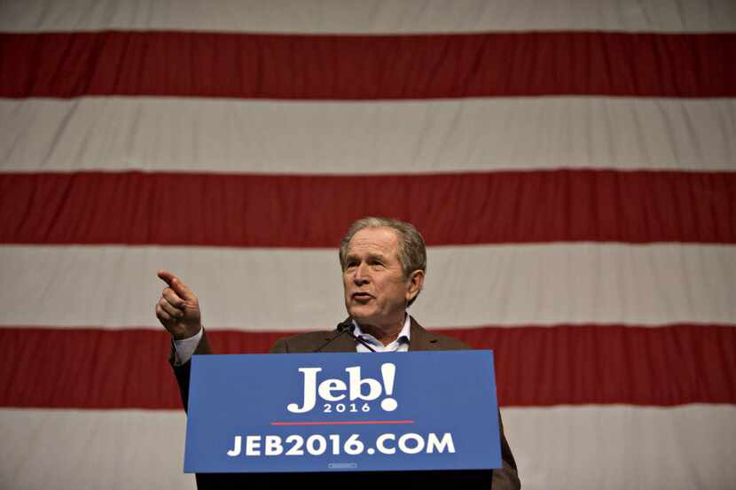  George W. Bush, former U.S. president, speaks during a campaign event for his brother Jeb...