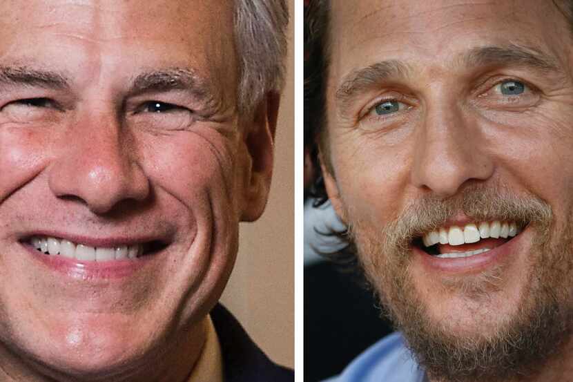 Texas Governor Greg Abbott and actor and author Matthew McConaughey. (DMN Staff pictures)