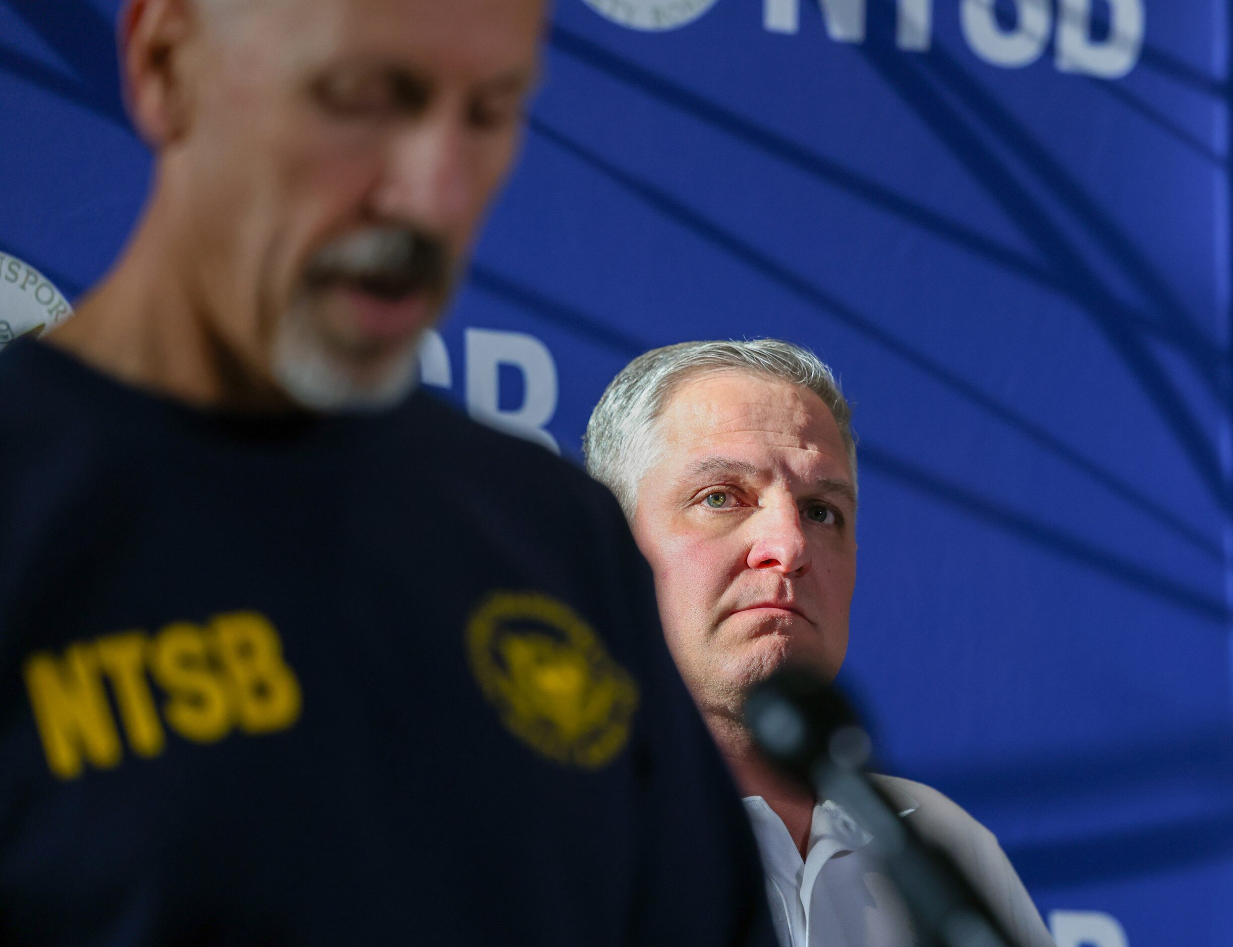 National Transportation Safety Board member Michael Graham (left) and NTSB senior air safety...