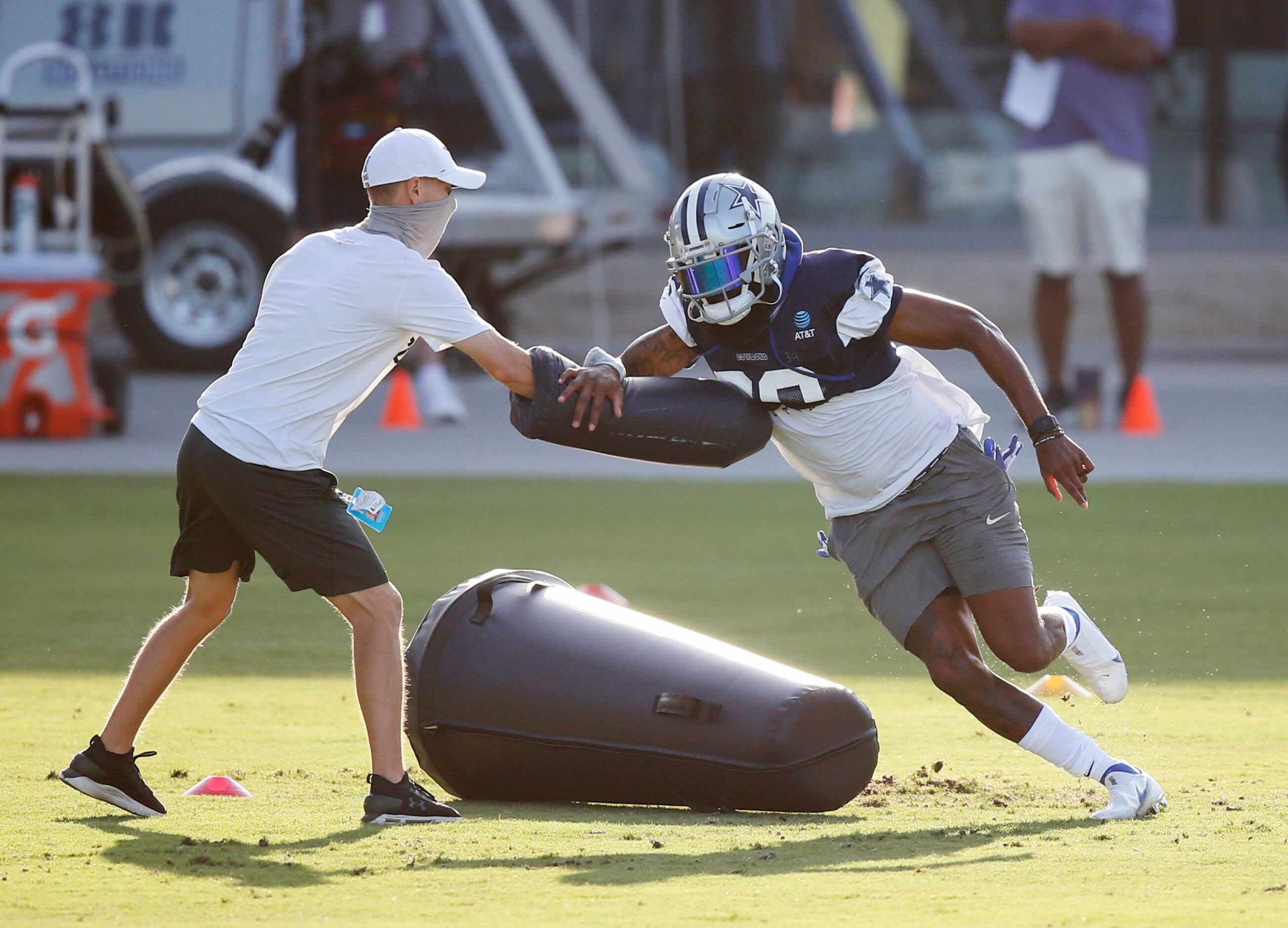 Dallas Cowboys cornerback Daryl Worley (28) runs through a drill during the first day of...