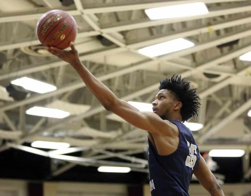 FILE - In this Jan. 16, 2017, file photo, Sierra Canyon's Marvin Bagley III warms up before...