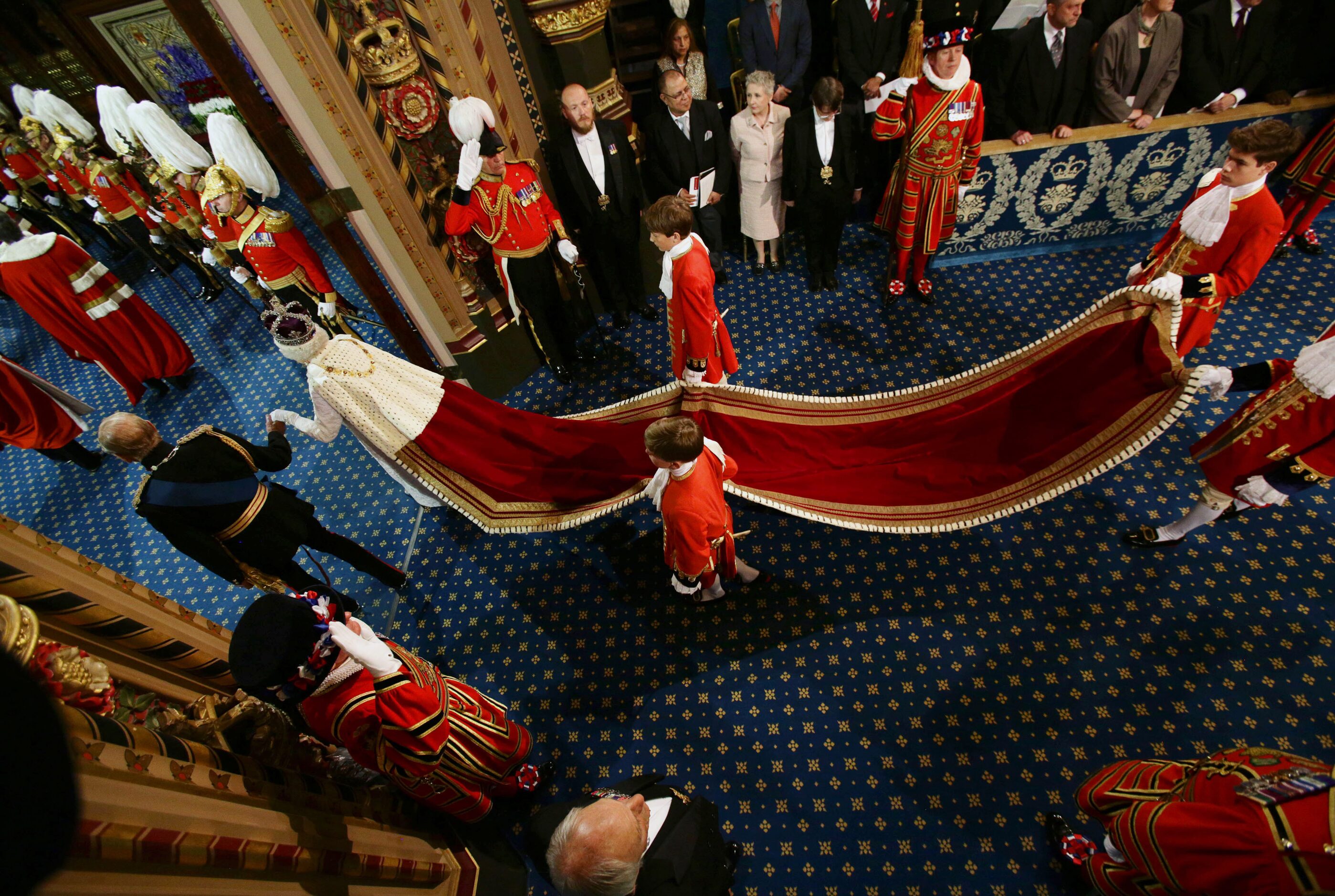 Britain's Queen Elizabeth II, centre left, and Prince Philip, the Duke of Edinburgh, ...