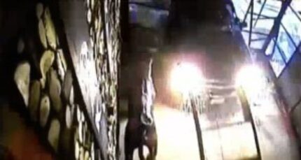  Surveillance-cam video captured the truck that smashed into the The Rustic early Friday...