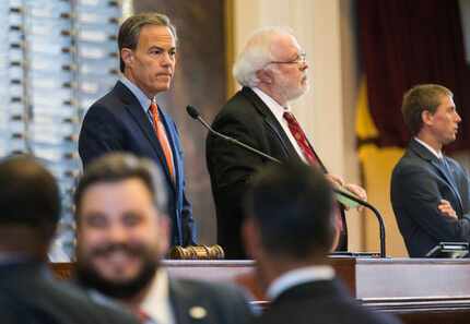 Speaker Joe Straus calls the House to order on the first day of a special session in July as...