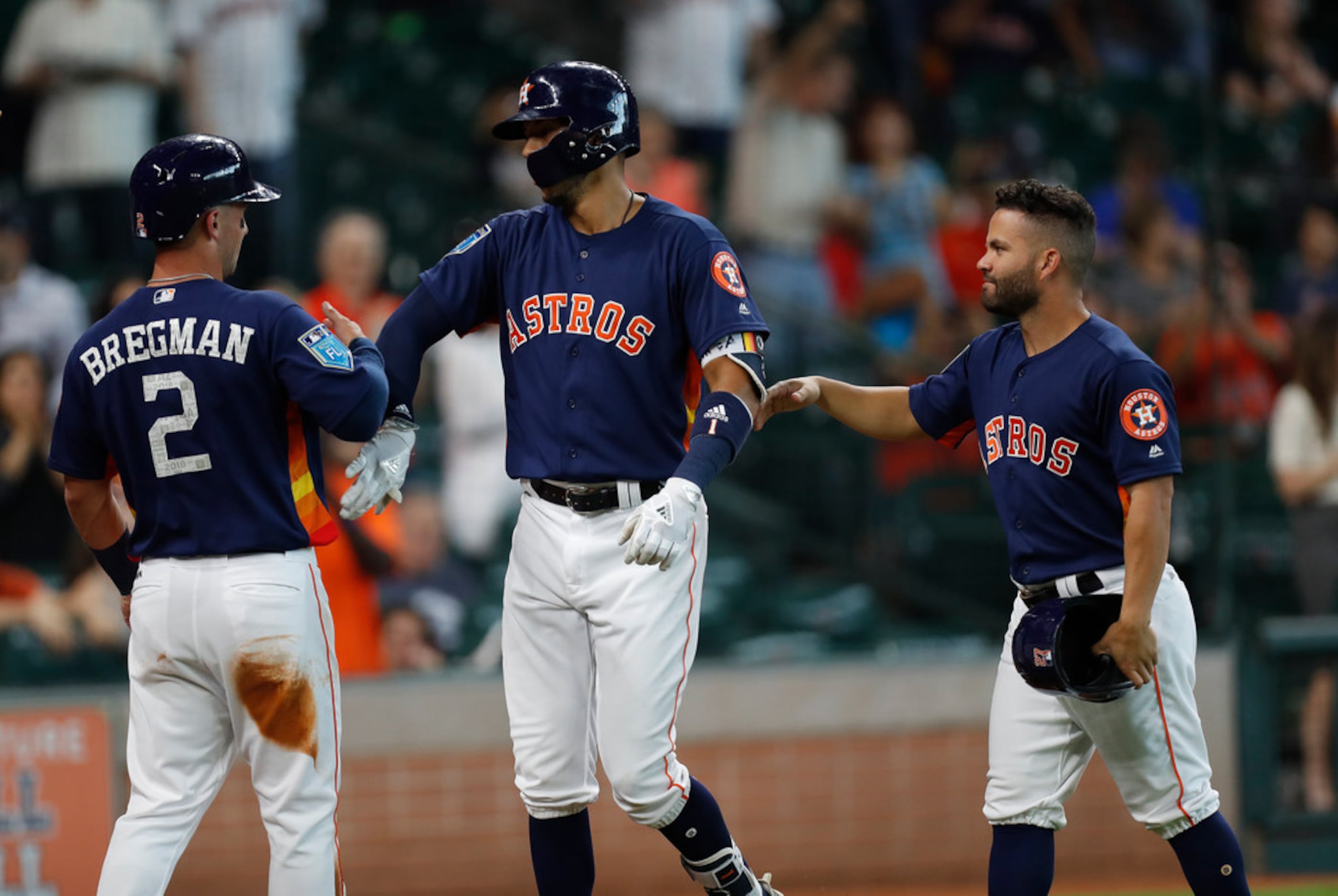 HOUSTON, TX - MARCH 30: Houston Astros Carlos Correa (1) comes up