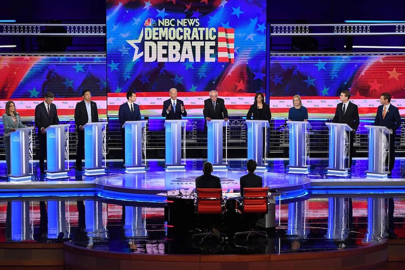 Democratic presidential hopefuls (from left): author and writer Marianne Williamson, former...