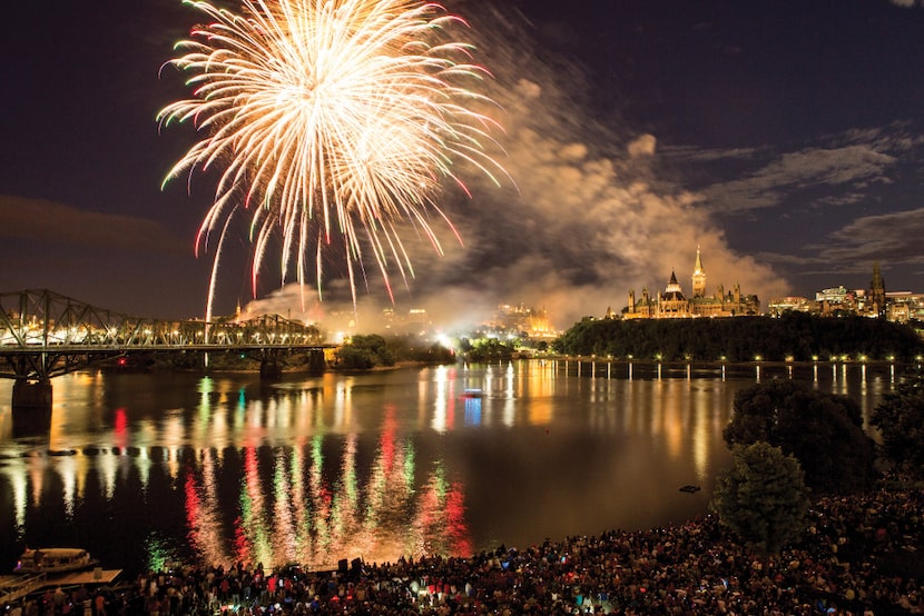 Canada Day fireworks over Ottawa's Parliament Hill.